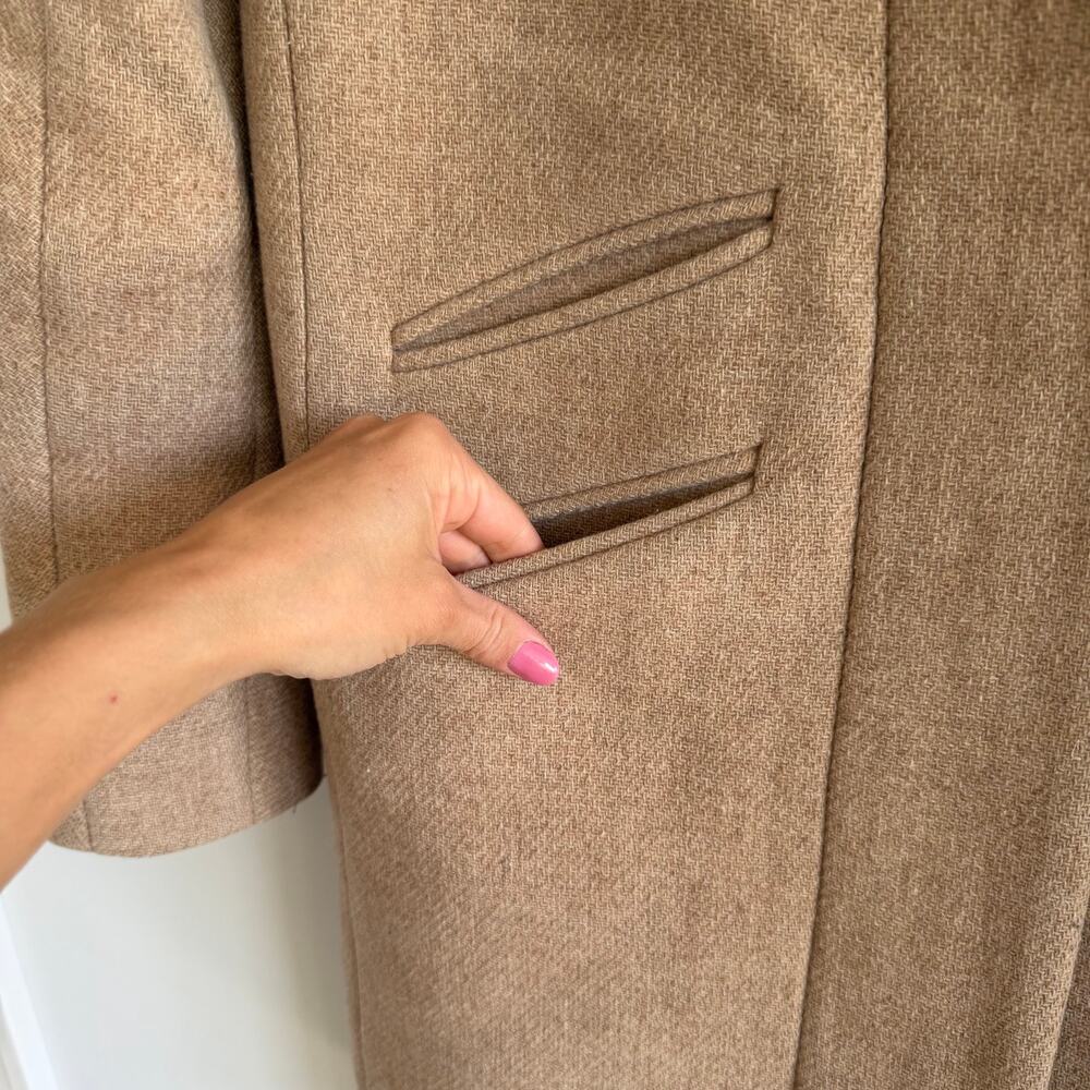 J. Crew Italian Wool Zip Up Mid Length Cocoon Coat Sandstone Tan 2 - Picture 6 of 8